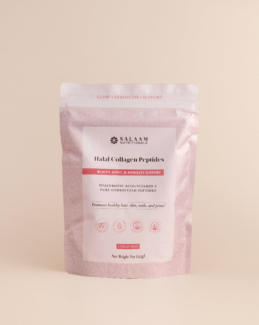 Pure Halal Collagen Hydrolyzed Peptides Type 1 & 3 Powder - With Vitamin C & Hyaluronic Acid | Salaam Nutritionals