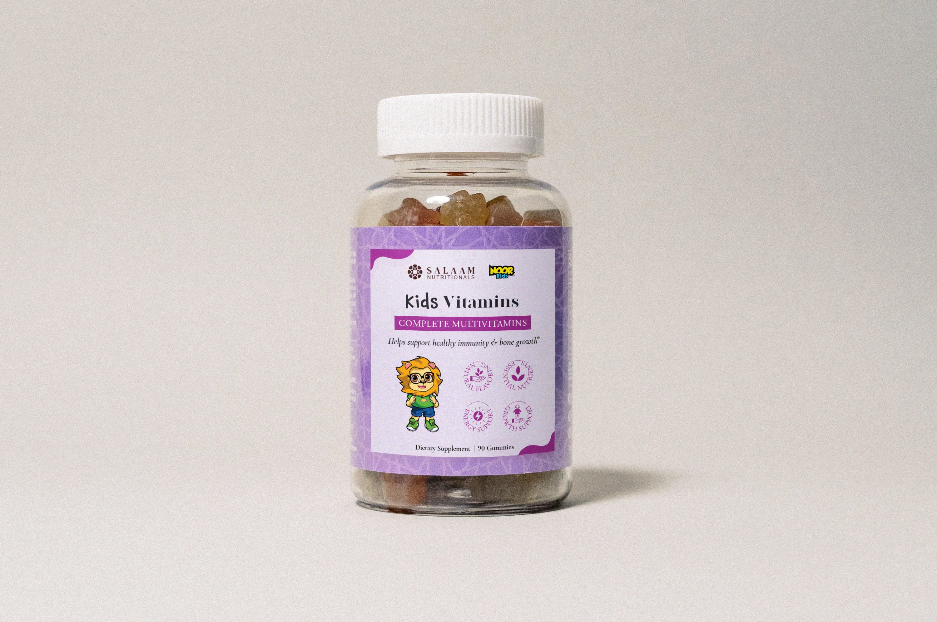 Noor Kids Halal Gummy Multivitamins with Vitamins A, C, E & Zinc - 90 Count | Salaam Nutritionals