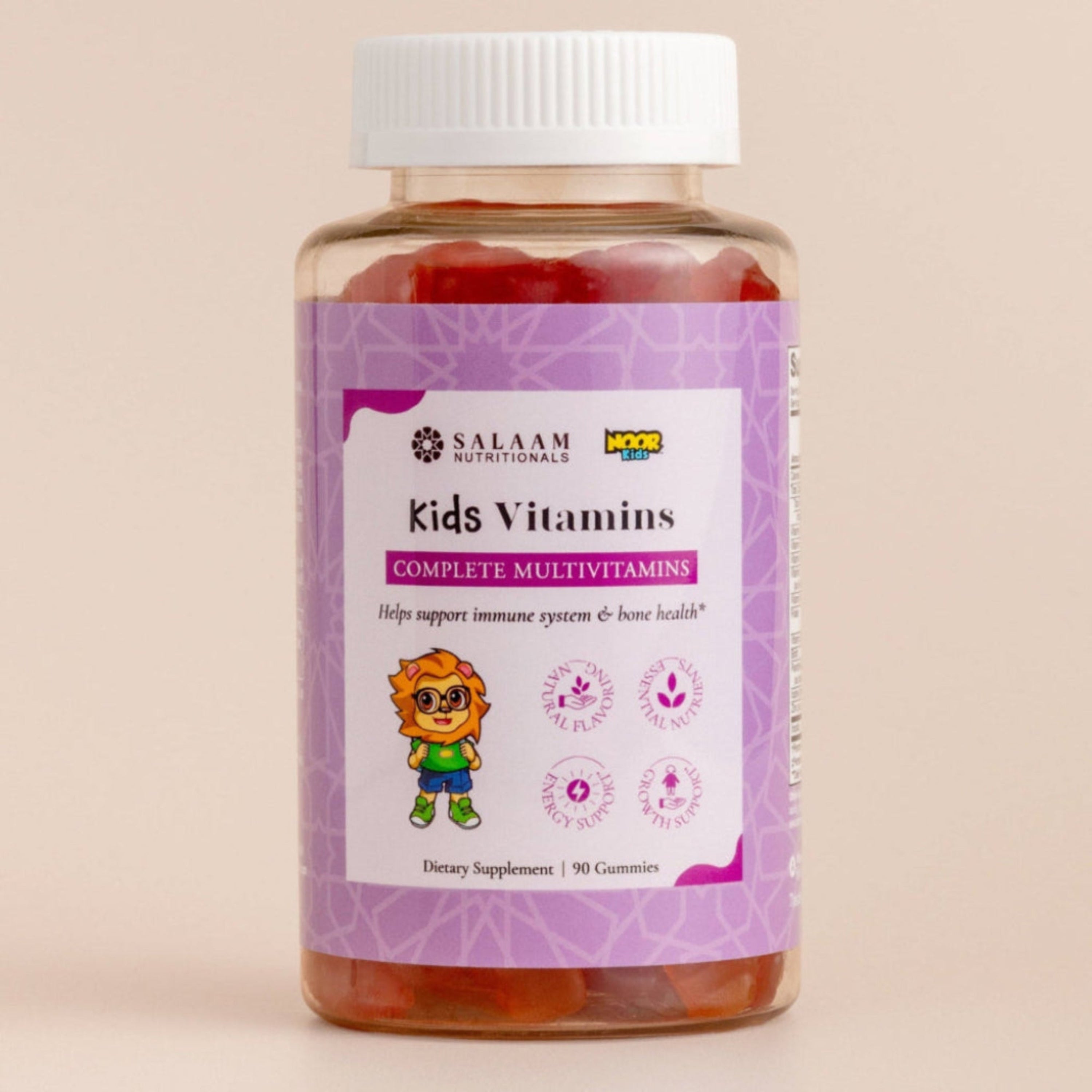 Noor Kids Halal Gummy Multivitamins with Vitamins A, C, E & Zinc - 90 Count | Salaam Nutritionals