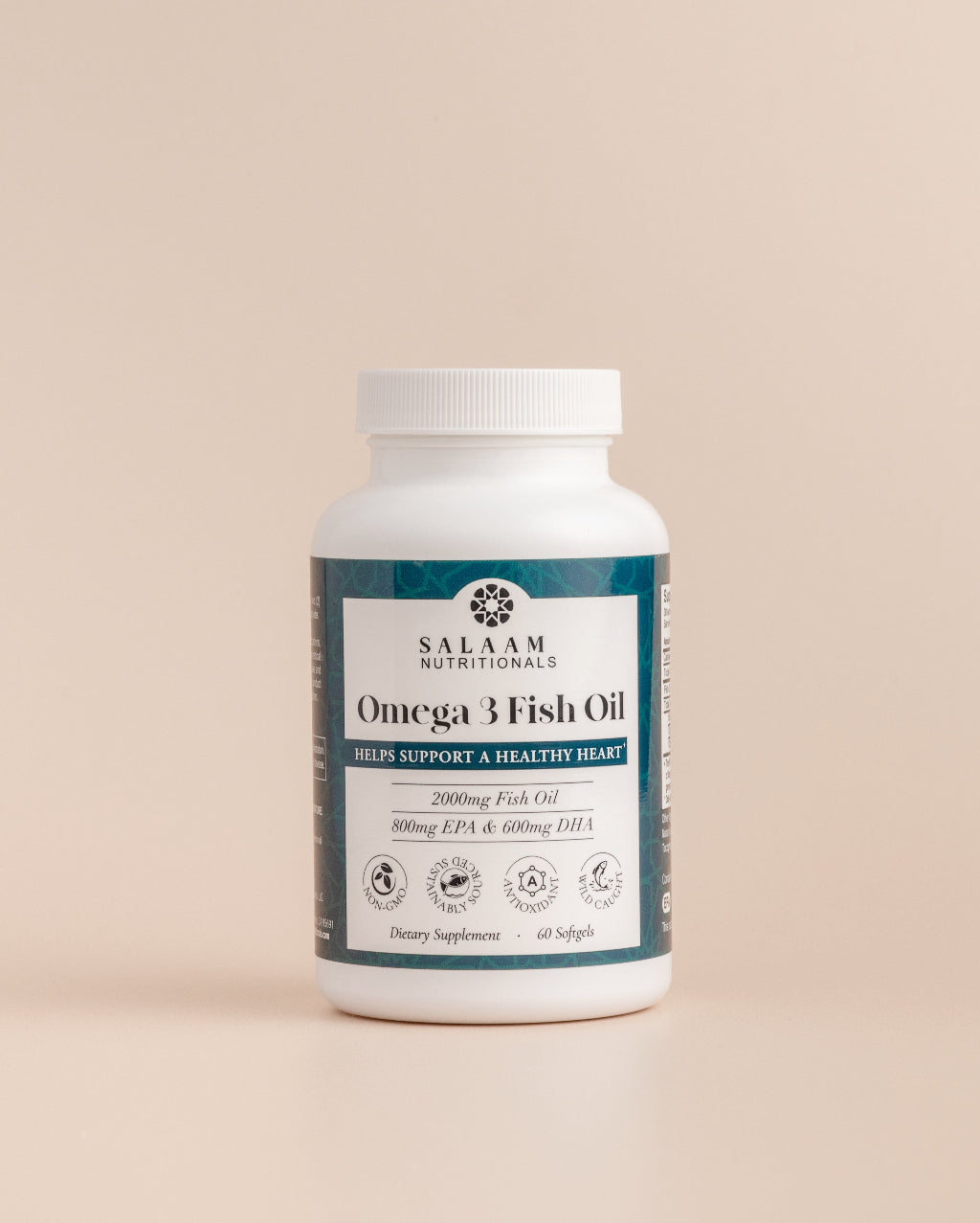 Halal Fish Oil 2000mg Omega-3 Soft Gels with EPA & DHA - 60 Count | Salaam Nutritionals