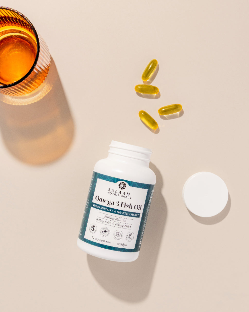 Halal Fish Oil 2000mg Omega-3 Soft Gels with EPA & DHA - 60 Count | Salaam Nutritionals