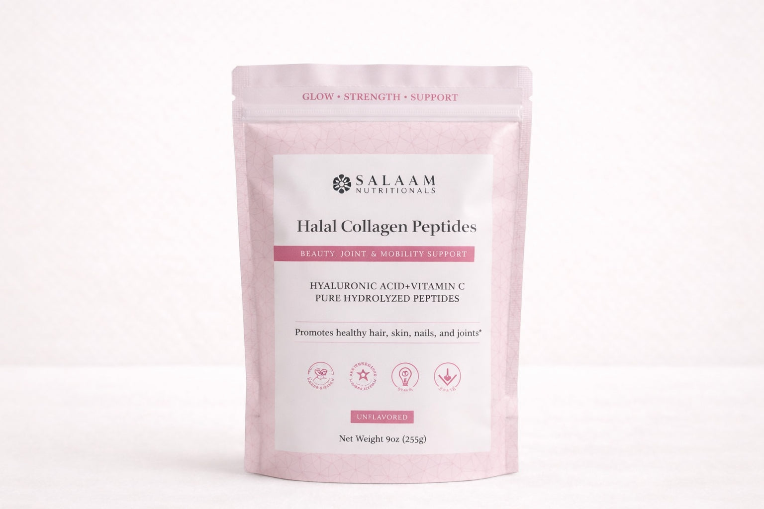 Pure Halal Collagen Hydrolyzed Peptides Type 1 & 3 Powder - With Vitamin C & Hyaluronic Acid | Salaam Nutritionals