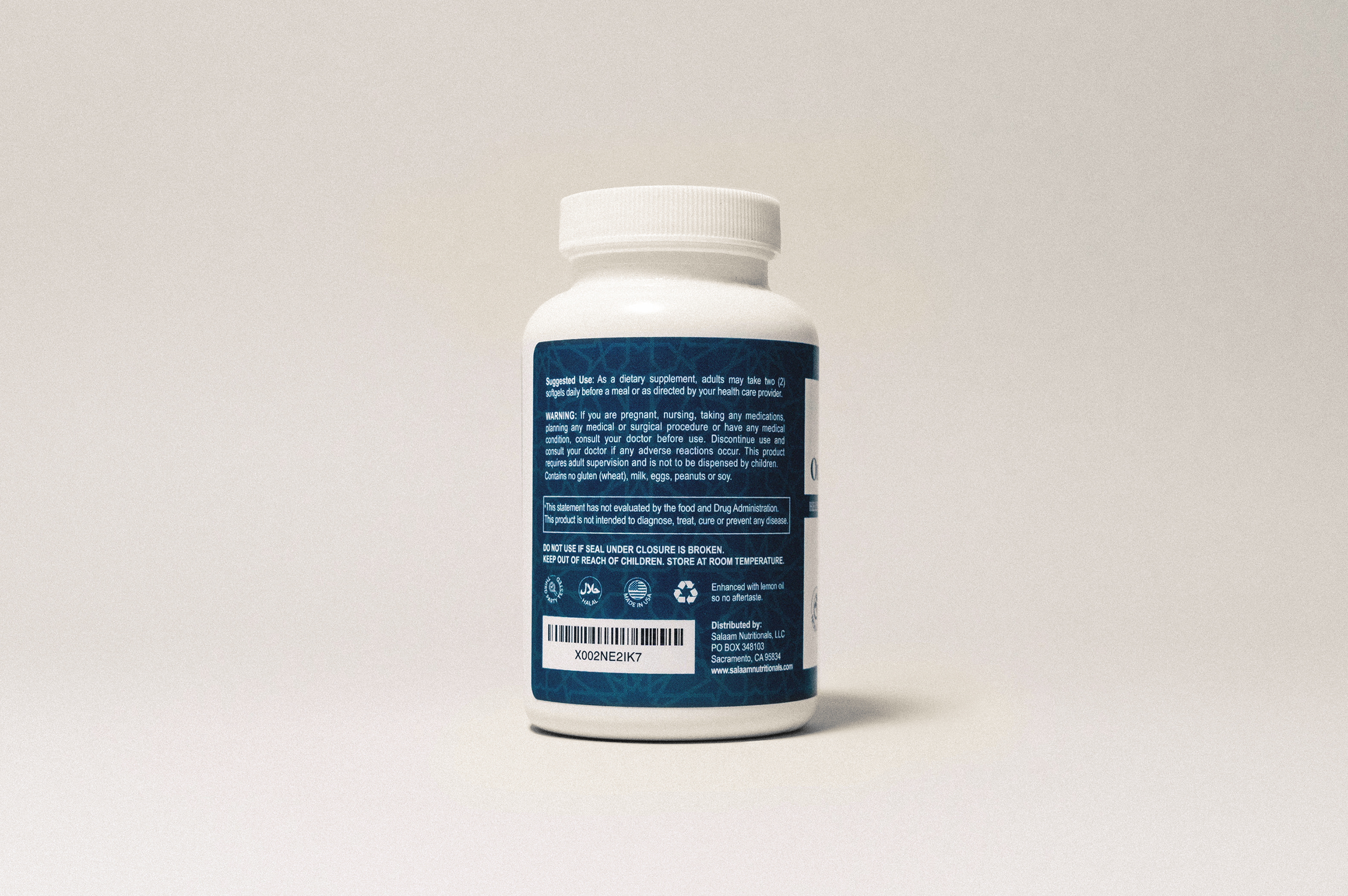 Halal Fish Oil 2000mg Omega-3 Soft Gels with EPA & DHA - 60 Count - Salaam Nutritionals