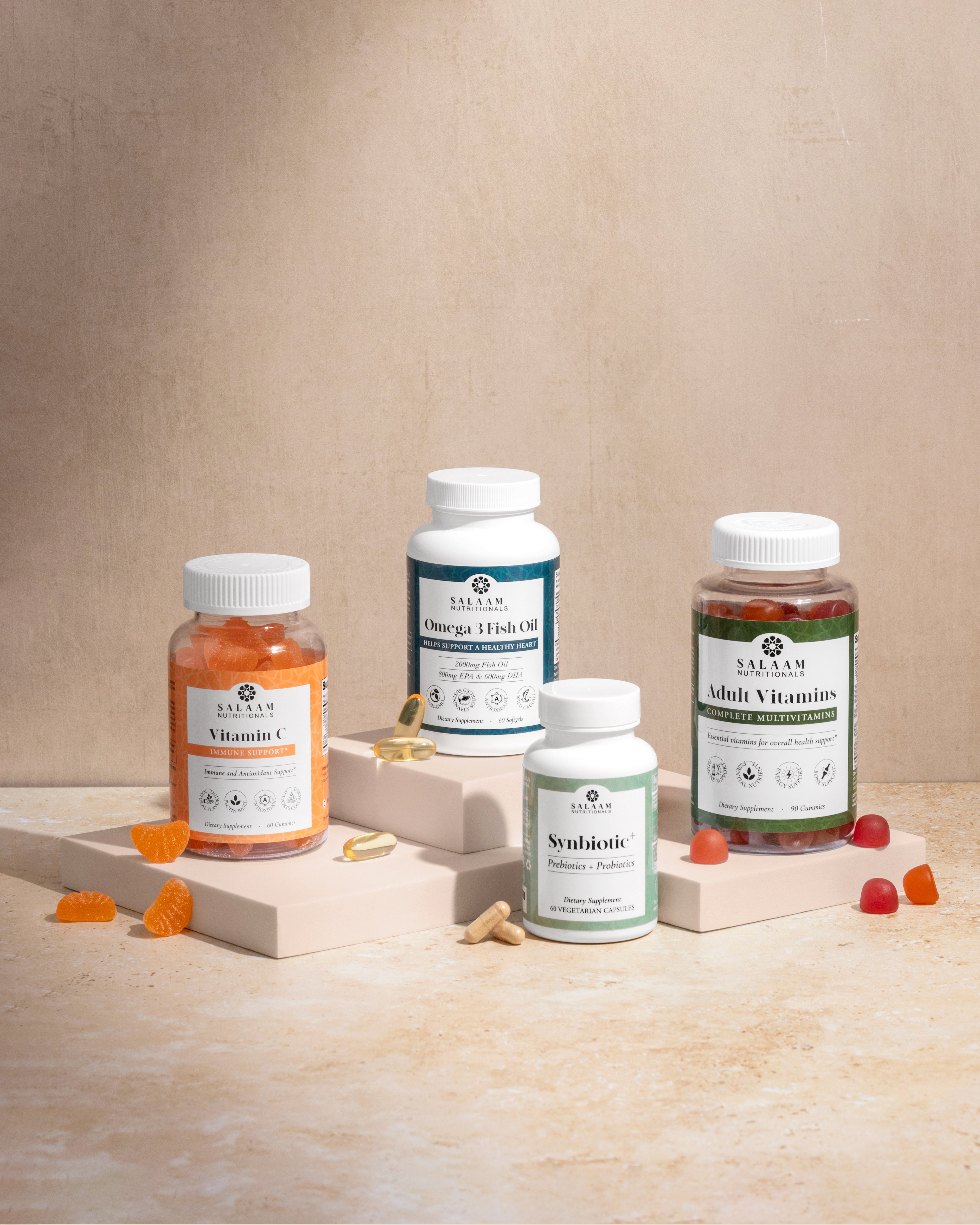 Halal Gut Health Restore Bundle – Multivitamin, Vitamin C, Fish Oil, and Synbiotic+