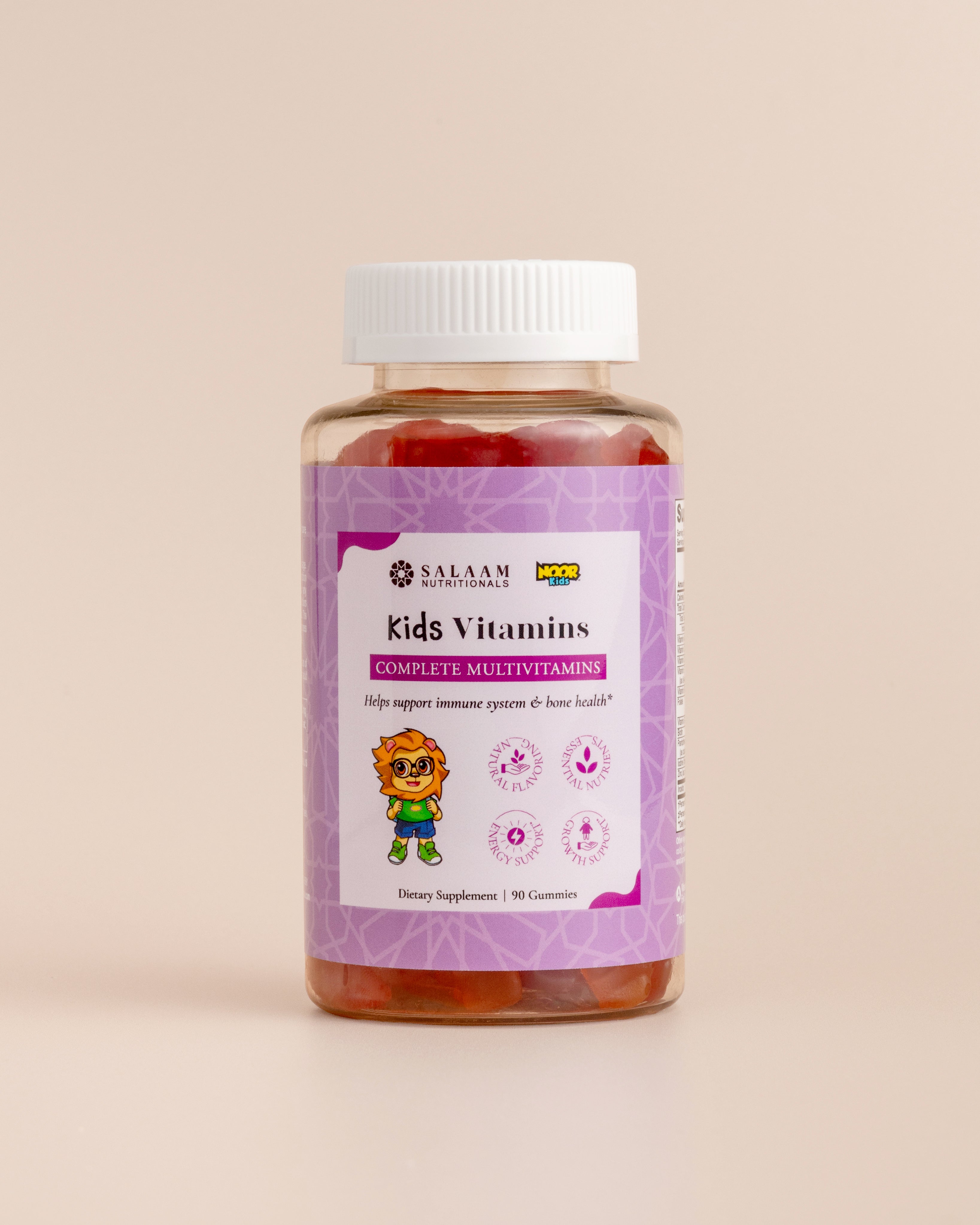 Noor Kids Halal Gummy Multivitamins with Vitamins A, C, E & Zinc - 90 Count | Salaam Nutritionals