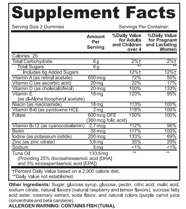 Halal Essential Prenatal Vitamins - Gummy Multivitamins with Folate & DHA - 60 Count - Salaam Nutritionals